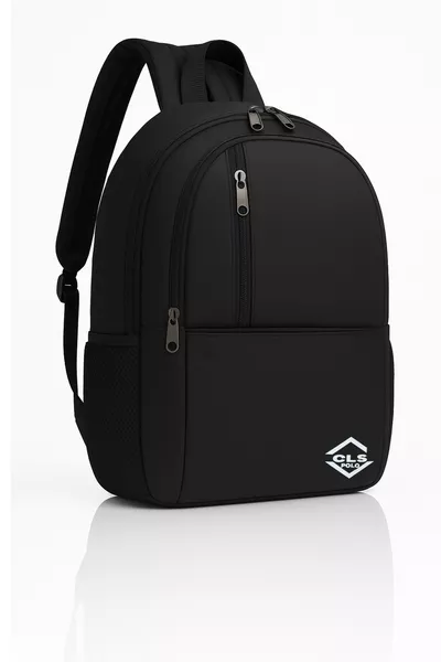 Zaino Unisex Nero in Tessuto Impermeabile, Grande, per Scuola e Viaggio