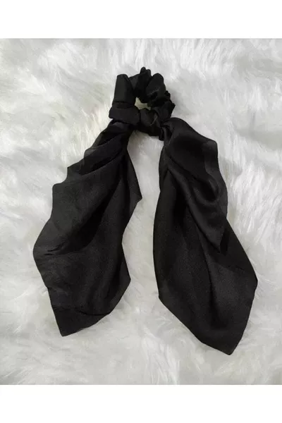 Набор черных шелково-атласных заколок с платком - заколка с платком