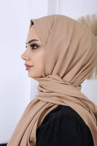 نموذج شال قطن محجبات نسائي _ بيج داكن