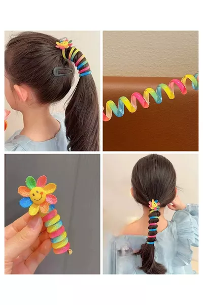 Çicek Kıvır Kıvır Toka, Spiral Renkli Papatya At Kuyruğu Tokası Makarna Toka 