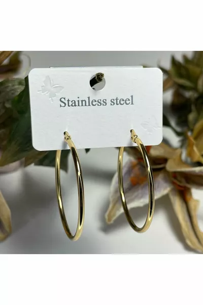 l Colorfast Gold Steel Hoop Earrings