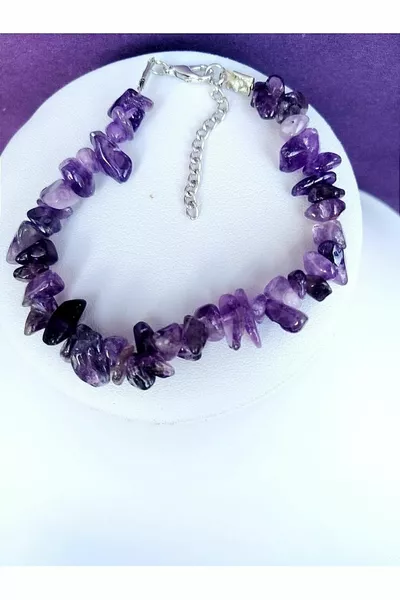 Браслет из аметиста - Украшения из натурального камня - Настоящий аметист, сломанный натуральный камень