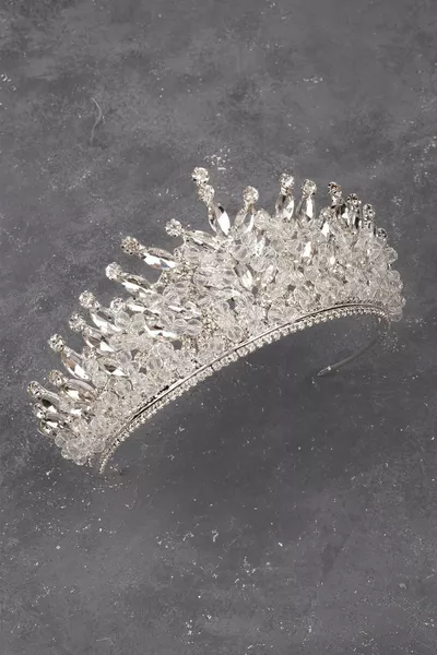 Crystal Stone Beaded Embellished Bridal Henna Wedding Tiara Silver