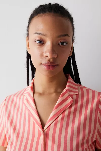 Base Rosy Stripes Rose Shirt Broek Pyjama Set