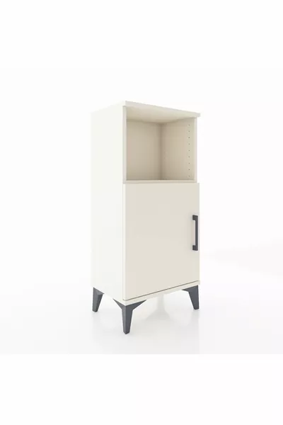 Arges Nachttisch mit 2 Regalen und 1 Tür in Mondstein-Mondstein