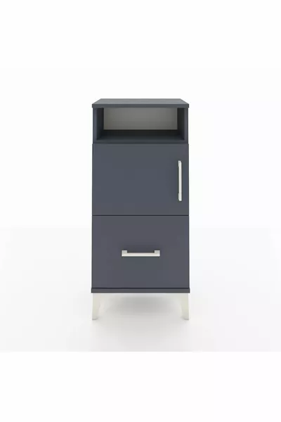 Comodino Arges con 2 Ripiani, 1 Cassetto e 2 Ante, Antracite-Antracite