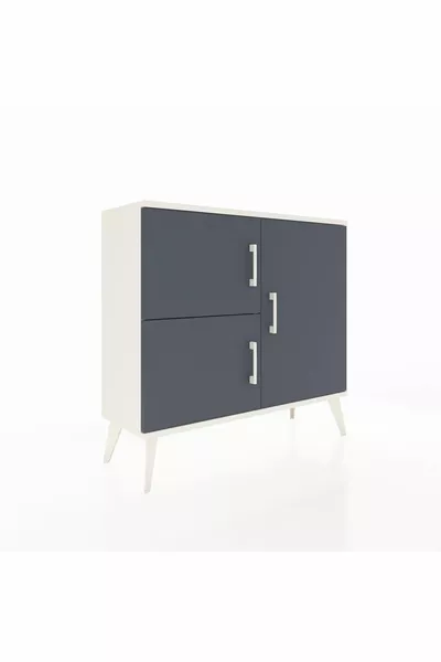 خزانة أرجيس ذات رفين و3 أبواب، بلون العقيق والفحم