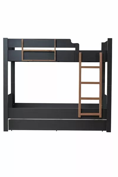 Lits superposés en profil MDF, lit superposé modulable Asya avec trois matelas confort