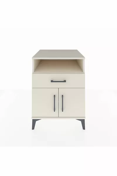 Kronos Nightstand 2-Shelf Single Drawer 2-Door Moonstone-Moonstone
