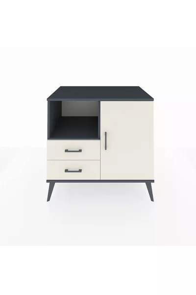 Kronos Şifonyer 2 Raflı 2 Çekmeceli Tek Kapaklı  Antrasit-Aytaşı