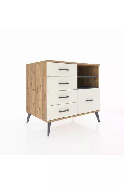 Kronos Şifonyer 2 Raflı 5 Çekmeceli  Çam-Antrasit/Aytaşı