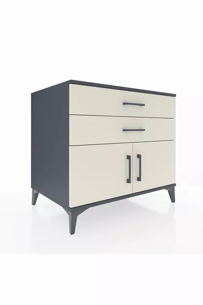 Kronos Şifonyer Tek Raflı 2 Çekmeceli 2 Kapaklı  Antrasit-Aytaşı