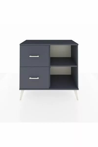 Commode Hyperion à une étagère et 2 tiroirs Anthracite-Anthracite