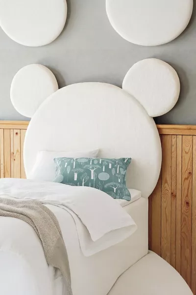 رأس السرير، فرو أبيض، رأس سرير مفرد، رأس سرير فرو ميكي ماوس