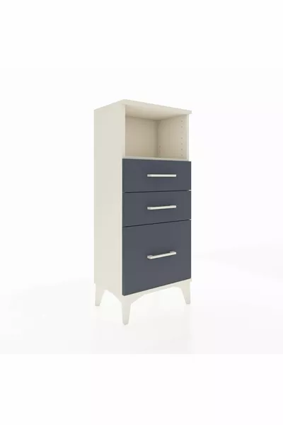 Comodino Arges con 1 ripiano e 3 cassetti Agata-Antracite