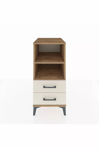 Kronos Nightstand with 2 Shelves and 2 Drawers Pine-Driftwood