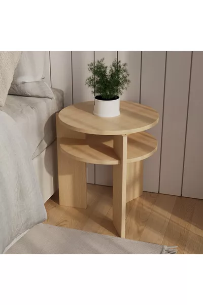 Ferela Comodino | cm - 2 Ripiani Colore Rovere Chiaro