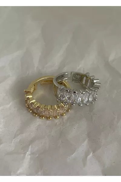 Silver Color Half-Round Baguette Ring