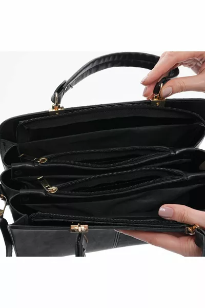 2-DELIGE SET VIVID 5-VAKS SCHOUDER- EN ARMTAZEL VERSTELBARE SCHOUDBANDTAS EN PORTEMONNEE SET