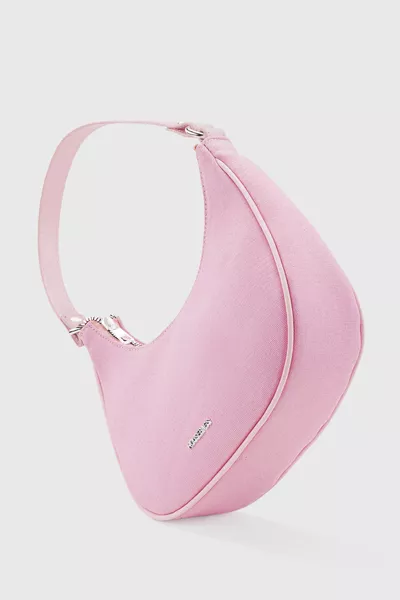 Borsa a mezza luna in tela rosa da donna 