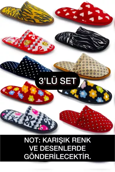 3-Piece Winter Slippers Home Slippers Bridal Trousseau Set Guest Slippers