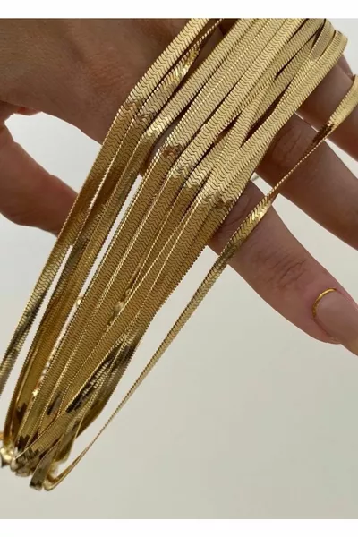 ,5 cm Unisex Goldfarbene Stahl Italienische Kettenhalskette