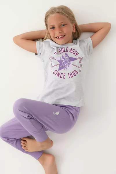 U.S. Polo Assn Licensed Starry Snow Melange Girls' Pajama Set