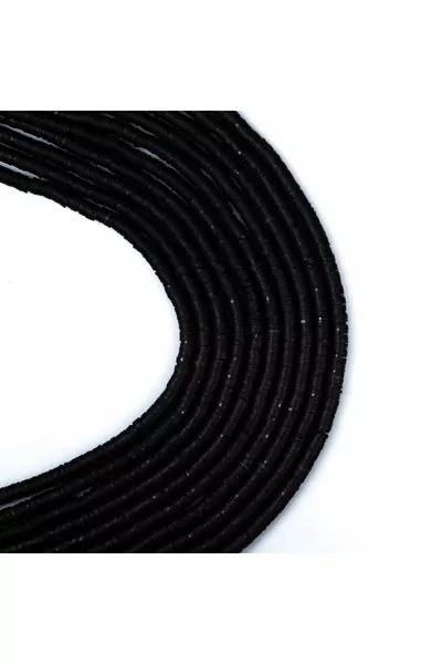 1 Strand ( cm) - 6 mm Fimo Beads, Black Polymer Clay Fimo Bead Strand, Clay Beads