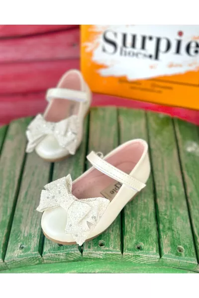 Girls' Orthopedic Sequined Ballet Flats with Bow Detail, Children's Orthopedic Ballet Flats