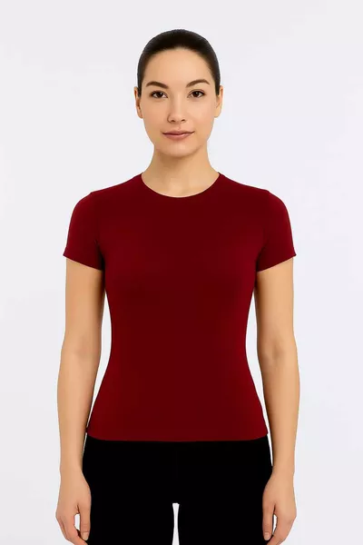 Kadın T-shirt Vücuda Oturan Crop