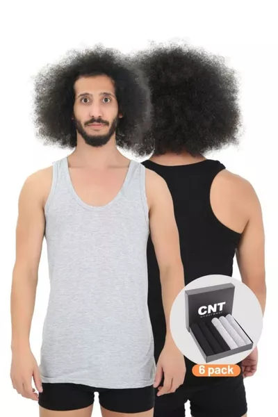 Herrenunterhemd aus Baumwolle Basic 6er Premium-Paket