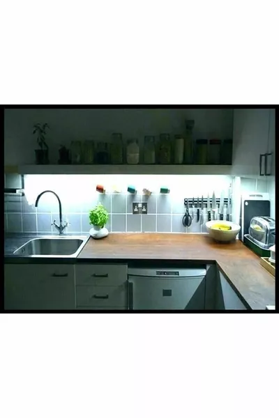 5 Meter White LED Strip for Kitchen Cabinet 3-Chip + V Adapter Plug and Play with On/Off Switch 5 Meters