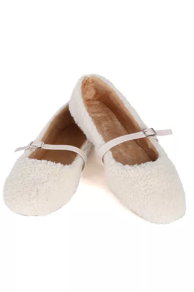 Chaussons pour femme en peluche avec lien à la cheville