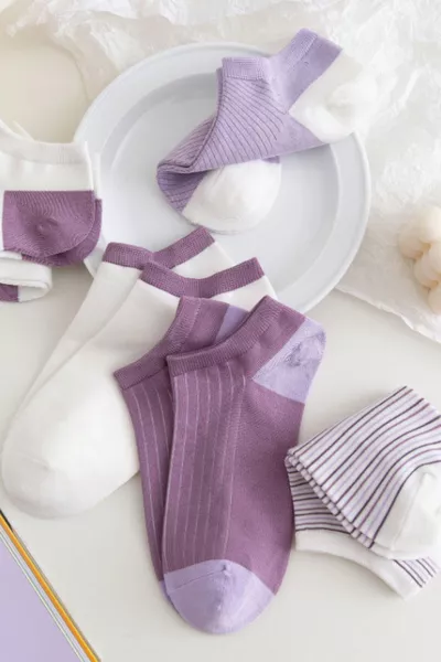 عبوة مكونة من 5 جوارب نسائية للرياضة باللون الليلكي