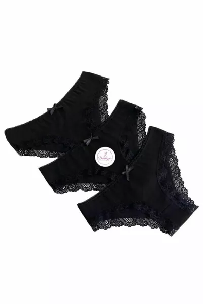 بيكيني دانتيل أسود 3 قطع