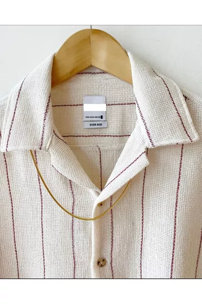 قميص رجالي بأكمام واسعة من الكتان الصيفي