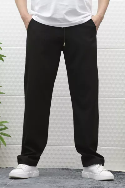 Pantalon d'été pour homme en tissu, ample, à taille élastique