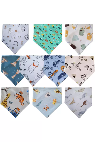  Pezzi Bavaglini Triangolari in Jersey per Saliva e Pappa