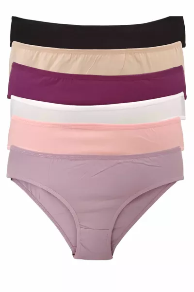 سروال بيكيني نسائي من القطن مع ليكرا، مجموعة 6 قطع