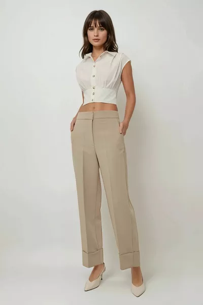 Pantalon carotte à double couche de qualité premium