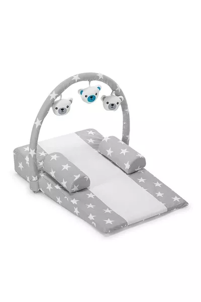 Coussin anti-reflux gris avec jouet