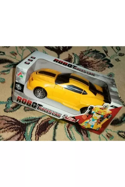 السيارة الروبوت الصفراء - سيارة سباق قابلة للتحول إلى روبوت - لعبة سيارة تتحول إلى روبوت