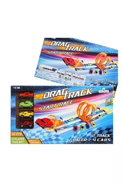 Oyuncak Drag Track Yarış Pistli Yarış Arabası Seti Fırlatma Rampalı  Parça