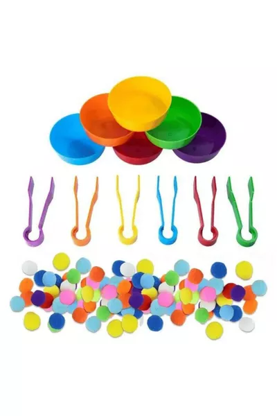 6er Pack Pinzette Schale und Pompon Transfer Set