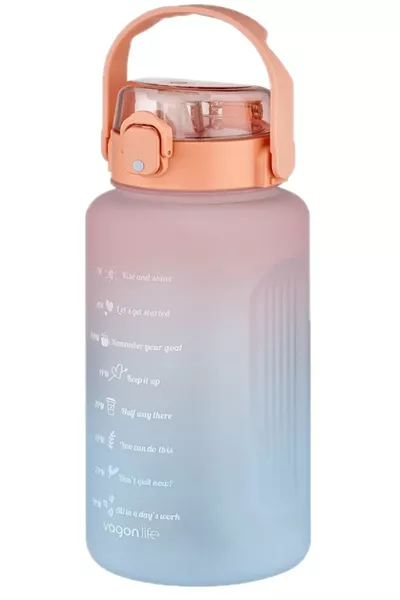 Large Size 2 Litre with/without Straw Dual Color Softtouch Motivational Water Bottle