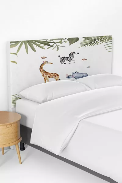 Safari Hayvanlar Desenli Çocuk Odası Yatak Baza Başlık Kılıfı 