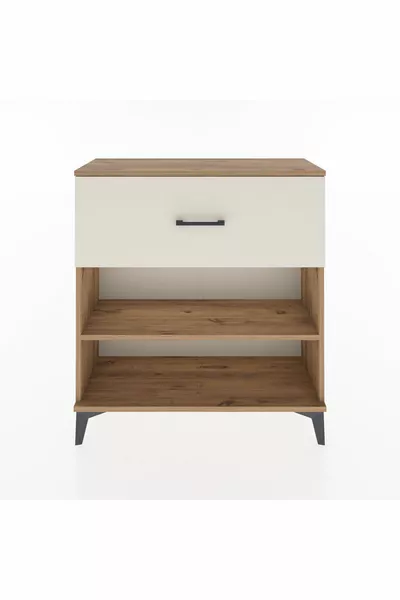 Comò Arges con un ripiano e un cassetto in Pino-Pietra di Luna