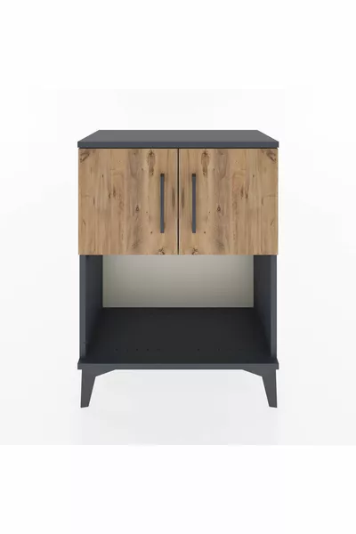 Arges Komodin 2 Raflı 2 Kapaklı  Antrasit-Çam