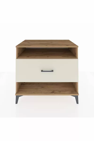 خزانة كرونوس بطابق واحد ودرج واحد من خشب الصنوبر وحجر العقيق