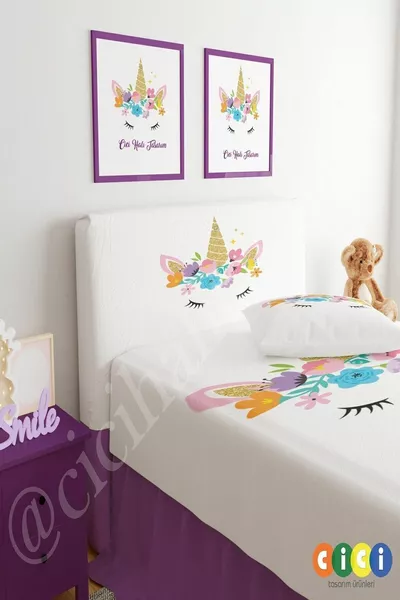 База Чехол для Заголовка Единорог с Цветочным Венком